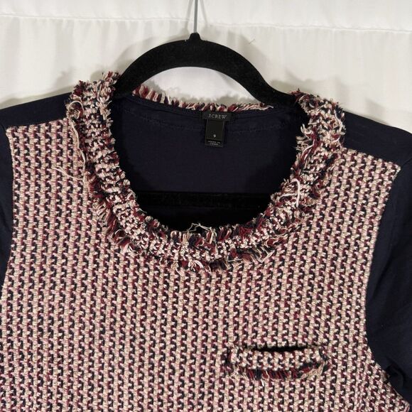 J. Crew Blouse Women's Small Blue Silk Blend Knit Short Sleeve Round Neck - Picture 2 of 12